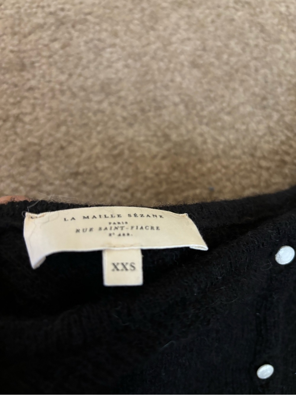Sezane Gaspard Black Button-Front Women's Sweater Cardigan - Picture 6 of 13